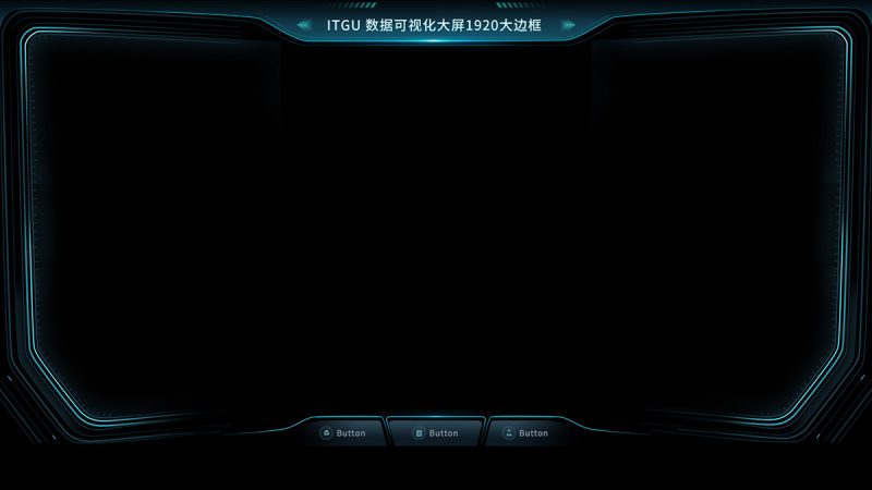 深绿色UI可视化数据大屏B端界面科技风大边框外框样式分层素材PSD源文件-UIKU