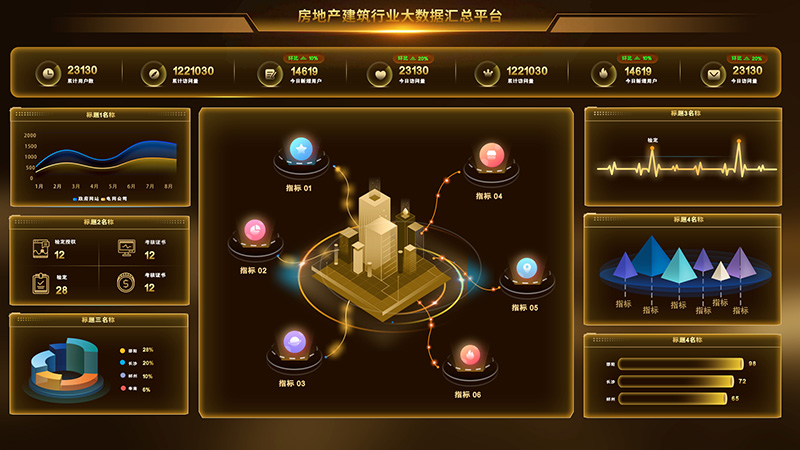 高端黑金色UI可视化数据大屏B端界面科技风样式分层素材PSD分层源文件8-UIKU